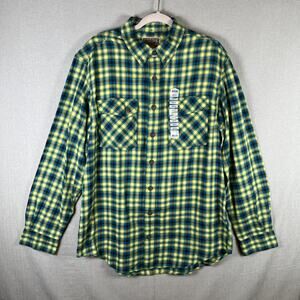 Duluth Trading Free Swingin Wicking Flannel Shirt Mens LARGE TALL Red Blue 31210